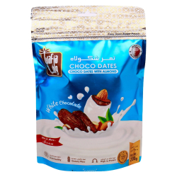 Dattes enrobées au chocolat blanc et fourrées aux amandes (400g)