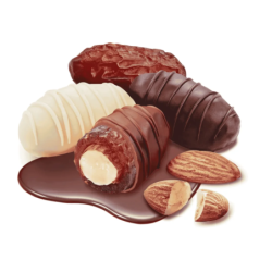 Dattes enrobées au chocolat et fourrées aux amandes (300g)